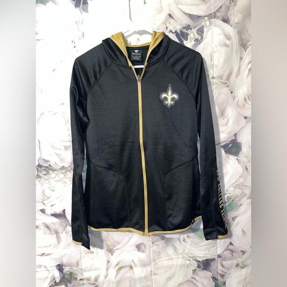 New Orleans Saints Full Zip Jacket Women's Large Spell Out Hoodie Fanatics New - Picture 2 of 6